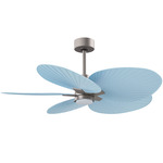 Alessandra Tropical Ceiling Fan - Brushed Nickel / Light Blue
