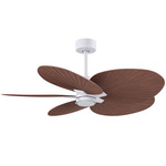 Alessandra Tropical Ceiling Fan - Matte White / Walnut Tone