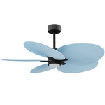 Alessandra Tropical Ceiling Fan - Matte Black / Light Blue