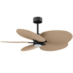 Alessandra Tropical Ceiling Fan - Matte Black / Light Maple Tone