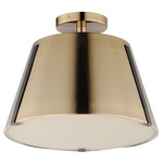 Carlo Semi Flush Ceiling Light - Heritage Brass / White