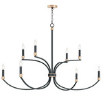 Charlton Wide Chandelier - Black / Antique Brass