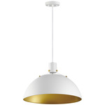 Dawn Pendant - White / Satin Brass