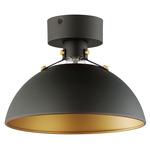 Dawn Semi Flush Ceiling Light - Black / Antique Brass