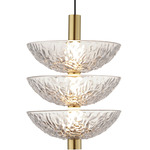 Metropolis Triple Pendant - Satin Brass / Clear
