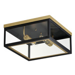 Neoclass Outdoor Ceiling Flush Light - Black / Gold / Clear