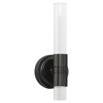 Ovation Wall Sconce - Black / Clear Ribbed