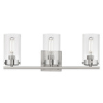 Pinn Bathroom Vanity Light - Satin Nickel / Clear