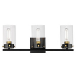 Pinn Bathroom Vanity Light - Black / Satin Brass / Clear