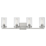 Pinn Bathroom Vanity Light - Satin Nickel / Clear