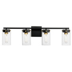 Pinn Bathroom Vanity Light - Black / Satin Brass / Clear