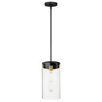 Pinn Pendant - Black / Satin Brass / Clear