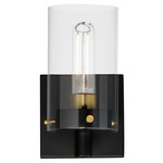 Pinn Wall Sconce - Black / Satin Brass / Clear