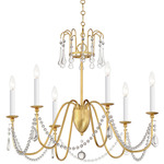 Plumette Crystal Chandelier - Gold Leaf / Crystal
