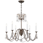 Plumette Crystal Chandelier - Chestnut Bronze / Crystal