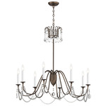 Plumette Crystal Chandelier - Chestnut Bronze / Crystal