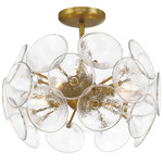 Winter Semi Flush Ceiling Light - Soft Brass / Clear
