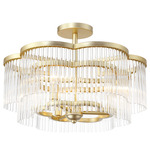 Azura Semi Flush Ceiling Light - Heirloom Brass / Clear