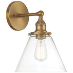 Barwell Wall Sconce - Aged Brass / Clear