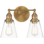 Barwell Bathroom Vanity Light - Aged Brass / Clear