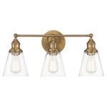 Barwell Bathroom Vanity Light - Aged Brass / Clear