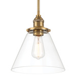Barwell Pendant - Aged Brass / Clear