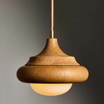 Humboldt 02 Wooden Pendant - Unlacquered Brass / White Oak