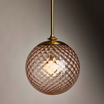 The Roll & Hill 1 Pendant - Brass / Peach Pineapple