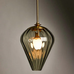 The Roll & Hill 1 Pendant - Brass / Fume Ripple