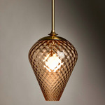 The Roll & Hill 1 Pendant - Brass / Peach Pineapple