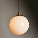 The Roll & Hill 2 Pendant - Brass / Opal Smooth
