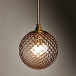 The Roll & Hill 2 Pendant - Brass / Peach Pineapple