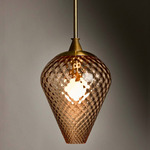 The Roll & Hill 2 Pendant - Brass / Peach Pineapple