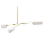 Equi Linear Chandelier - Brushed Brass / White