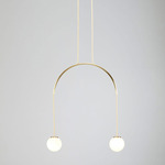 Bow I Sphere Pendant - Brushed Brass / White