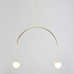 Bow I Sphere Pendant - Brushed Brass / White