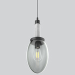 Como Tall Pendant - Matte Black / White Carrara / Smoke