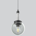 Echo Tall Column Pendant - Matte Black / White Carrara / Smoke