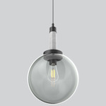 Echo Tall Column Pendant - Matte Black / White Carrara / Smoke