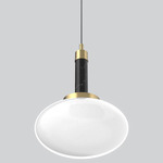Mono Tall Column Pendant - Antique Brass / Black Marquina / White