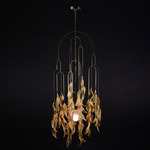 Saule Pendant - Aged Brass / Pink