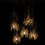 Saule Multi Light Pendant - Aged Brass / Pink