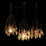 Saule Multi Light Linear Pendant - Aged Brass / Pink