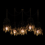 Saule Multi Light Linear Pendant - Aged Brass / Pink