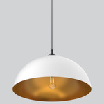 Orleans Small Pendant - Matte Black / White / Gold