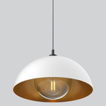 Orleans Glass Pendant - Matte Black / White / Gold Lining / Smoke Glass