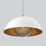 Orleans Glass Pendant - Matte Black / White / Gold Lining / Smoke Glass