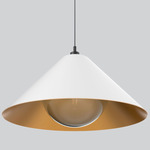 Napa Glass Pendant - Matte Black / White / Gold Lining / Smoke Glass
