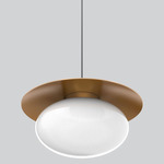 Boston Oval Glass Pendant - Antique Brass / Black / Gold Lining / White Glass