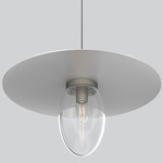 Boston Long Glass Pendant - Satin Nickel / Brass / White Lining / Clear Glass